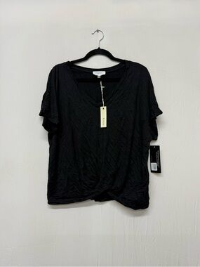 KORYE Women's V-Neck Twist Front Top Size 1X In Black